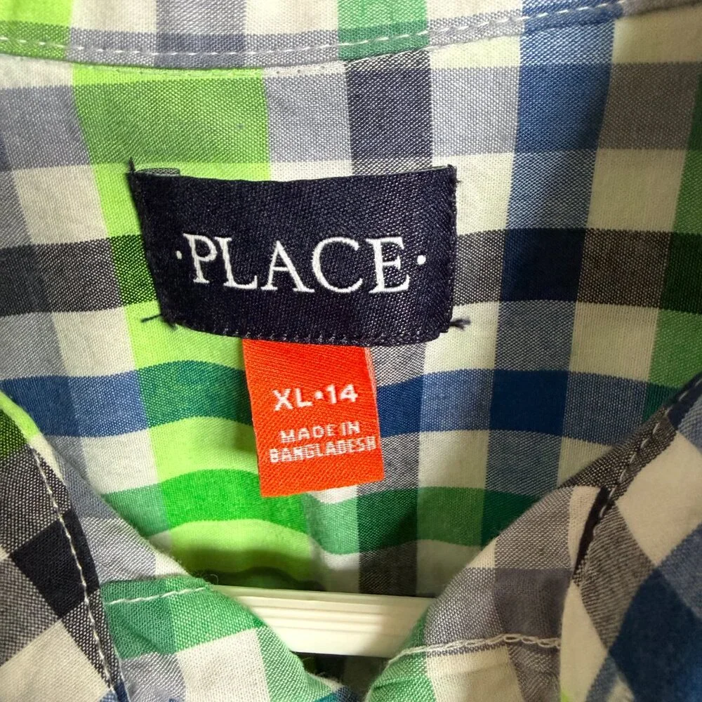 The Children's Place boys XL 14 multicolored check collared button down shirt